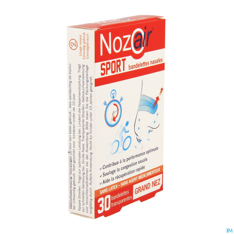 Nozoair sport bandelette nasale grand nez 30