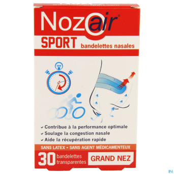 Nozoair sport bandelette nasale grand nez 30
