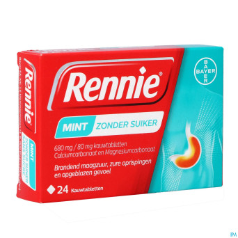 Rennie mint s/sucre comp a croquer 24