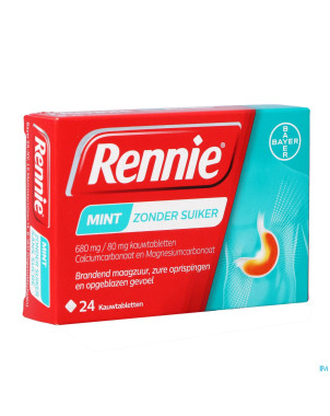 Rennie mint s/sucre comp a croquer 24