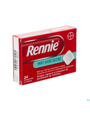 Rennie mint s/sucre comp a croquer 24