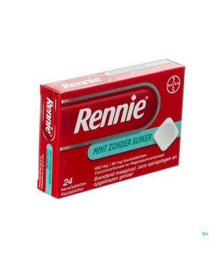 Rennie mint s/sucre comp a croquer 24