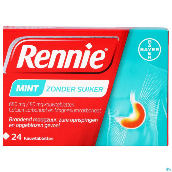 Rennie mint s/sucre comp a croquer 24