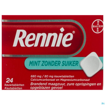 Rennie mint s/sucre comp a croquer 24