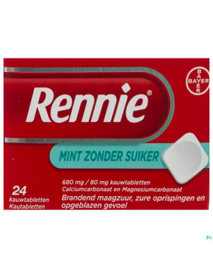 Rennie mint s/sucre comp a croquer 24