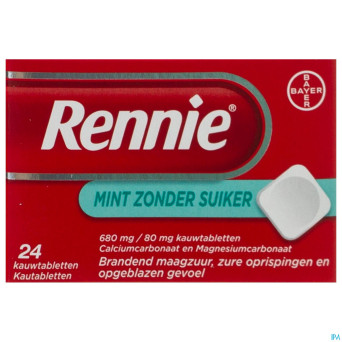 Rennie mint s/sucre comp a croquer 24