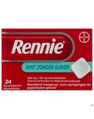 Rennie mint s/sucre comp a croquer 24