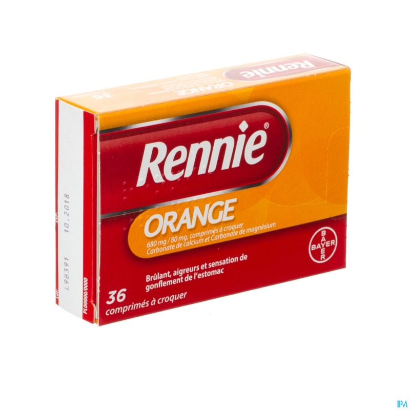 Rennie orange 680mg/80mg comp a croquer 36