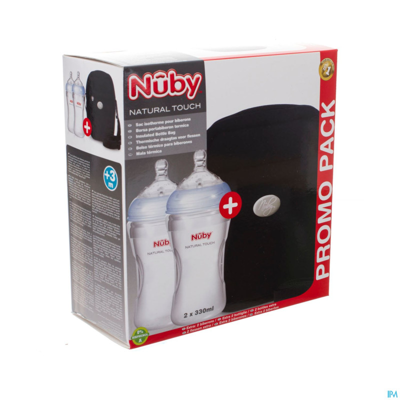 Nuby nt sac isotherme + biberon 2x330ml    promo