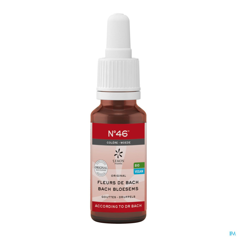 Fleurs de bach bio n46 gouttes colere    20ml