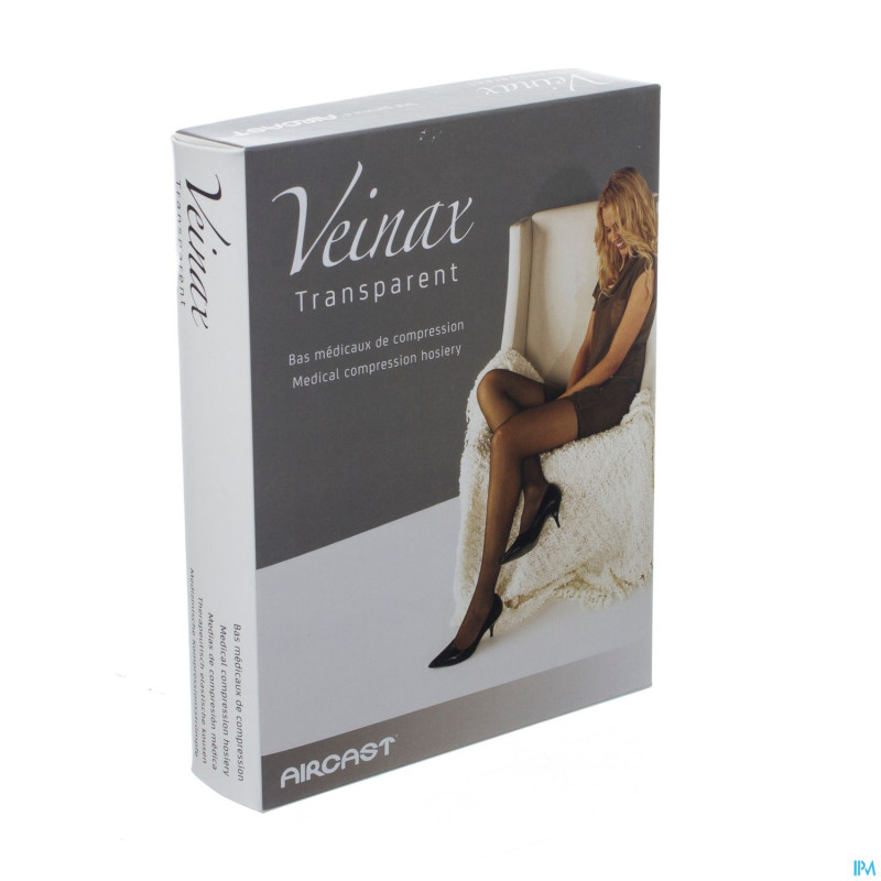 Veinax mi-bas transparent 2 long noir taille 4