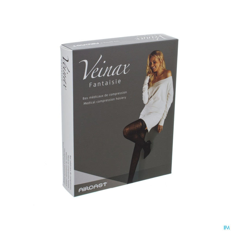 Veinax mi-bas grand losange 2 long noir taille 3