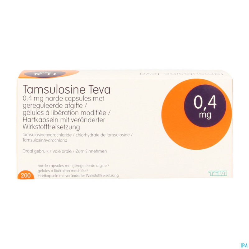 Tamsulosine teva 0,4mg lib.modif. caps 200 pip