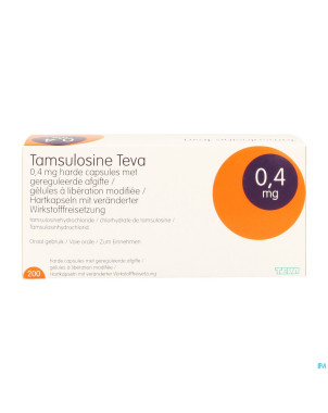 Tamsulosine teva 0,4mg lib.modif. caps 200 pip