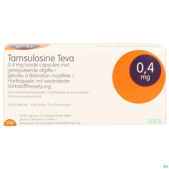 Tamsulosine teva 0,4mg lib.modif. caps 200 pip