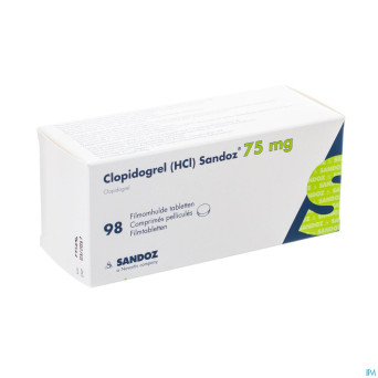 Clopidogrel hcl sandoz 75mg pi pharma comp pell 98