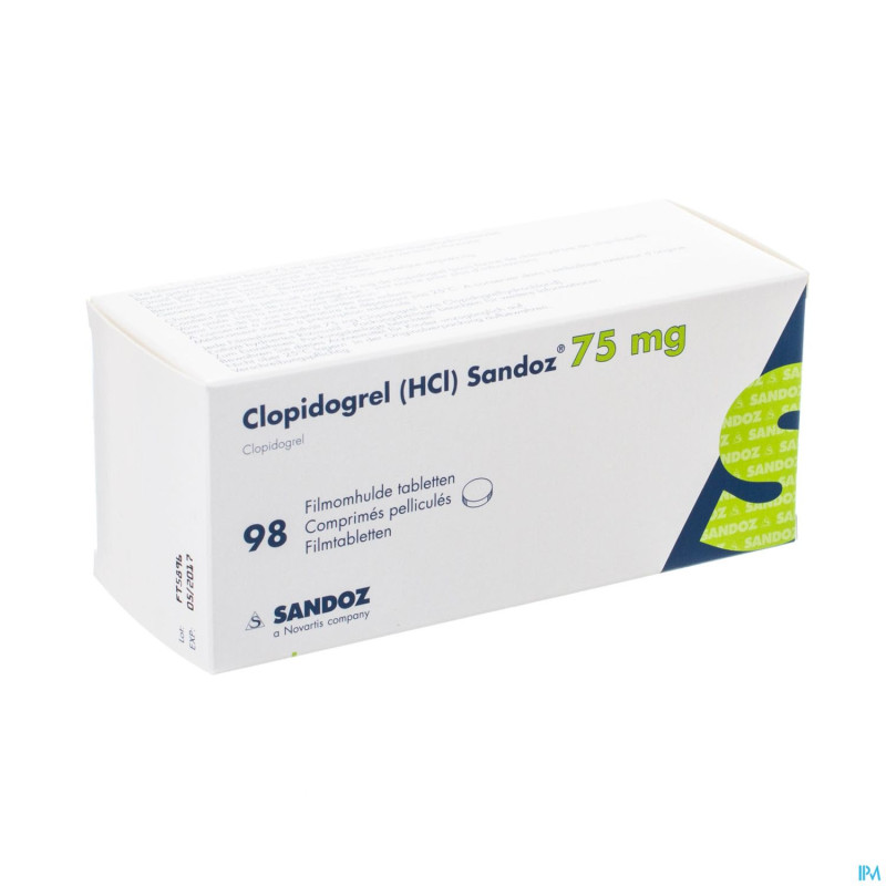 Clopidogrel hcl sandoz 75mg pi pharma comp pell 98