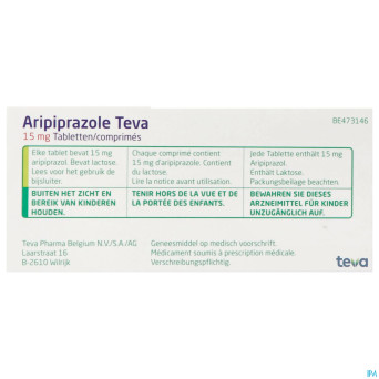 Aripiprazole teva 15mg tabl  28 x 15mg