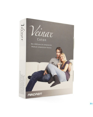 Veinax chausset. homme coton 2 long noir taille 2