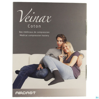 Veinax chausset. homme coton 2 long noir taille 2