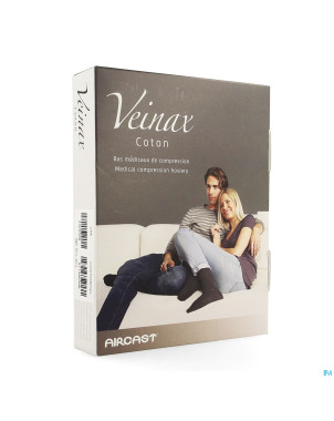 Veinax chausset. homme coton 2 long noir taille 3