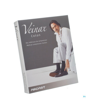 Veinax chausset. homme coton 2 long noir taille 3