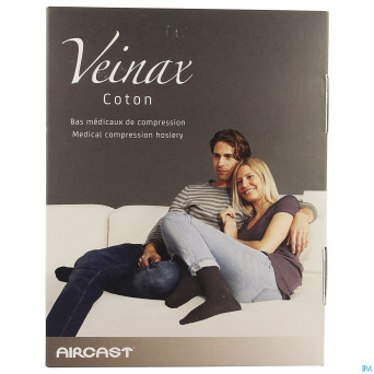 Veinax chausset. homme coton 2 long noir taille 3