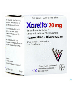Xarelto 20 mg comp pell 100 x 20 mg