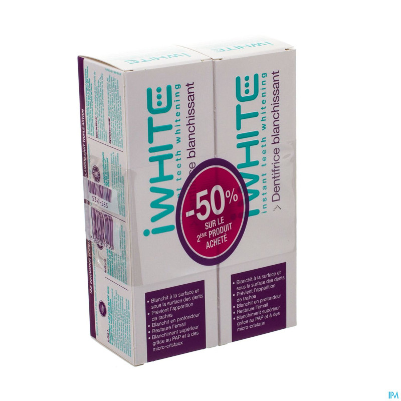 Iwhite instant dentifrice    2x75ml 2ieme-50%