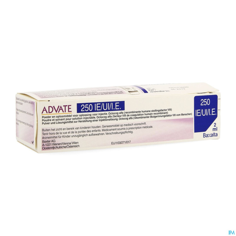 Advate 250 ui pulv+solv sol inj 2 ml(125iu/ml)+kit