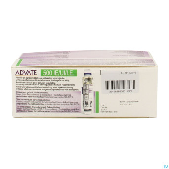 Advate 500 ui pulv+solv sol inj 2 ml(250iu/ml)+kit