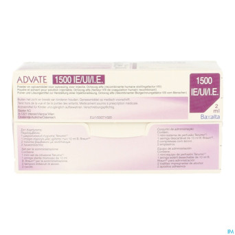 Advate 1500ui pulv+solv sol inj 2 ml(750iu/ml)+kit