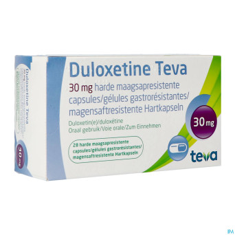 Duloxetine teva 30mg gastro resist caps 28 x 30mg