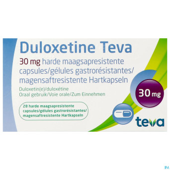 Duloxetine teva 30mg gastro resist caps 28 x 30mg