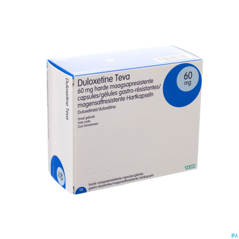 Duloxetine teva 60mg gastro resist caps 98 x 60mg