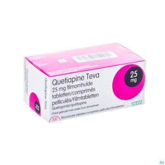 Quetiapine teva  25 mg comp pell 100