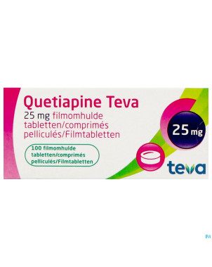 Quetiapine teva  25 mg comp pell 100