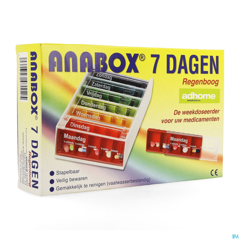 Boite medicaments anabox 7 x 5 rainbow fr