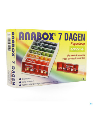 Boite medicaments anabox 7 x 5 rainbow fr