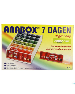 Boite medicaments anabox 7 x 5 rainbow fr