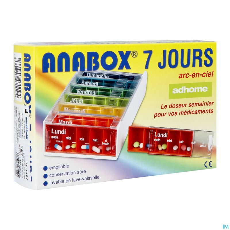Pillendoos anabox 7 x 5 rainbow fr