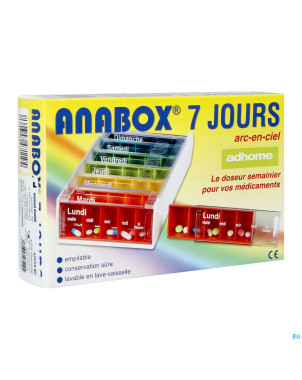 Pillendoos anabox 7 x 5 rainbow fr