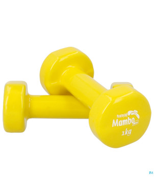 Halteres recouverts vinyle 1,0 kg jaune 2