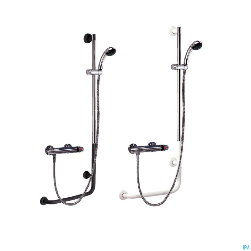 Barre en l coulisseau douche droite blanc.