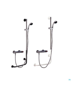 Barre en l coulisseau douche droite blanc.