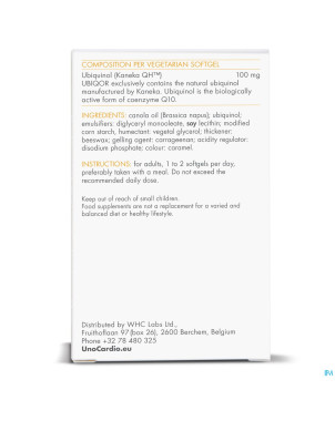 Ubiqor ubiquinol 100mg  softgel  60