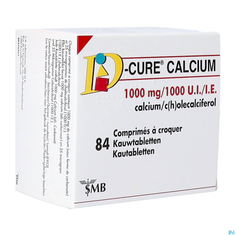 D-cure calcium 1000mg/1000ui comp croquer  84