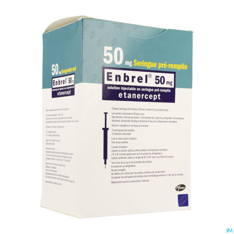 Enbrel 50mg sol inj seringue preremplie 12 x 1ml