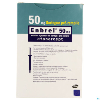 Enbrel 50mg sol inj seringue preremplie 12 x 1ml
