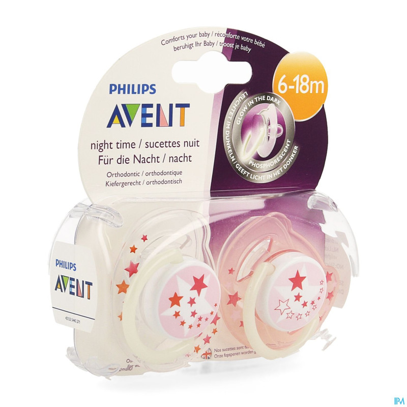 Philips avent sucette nuit 6-18m 2